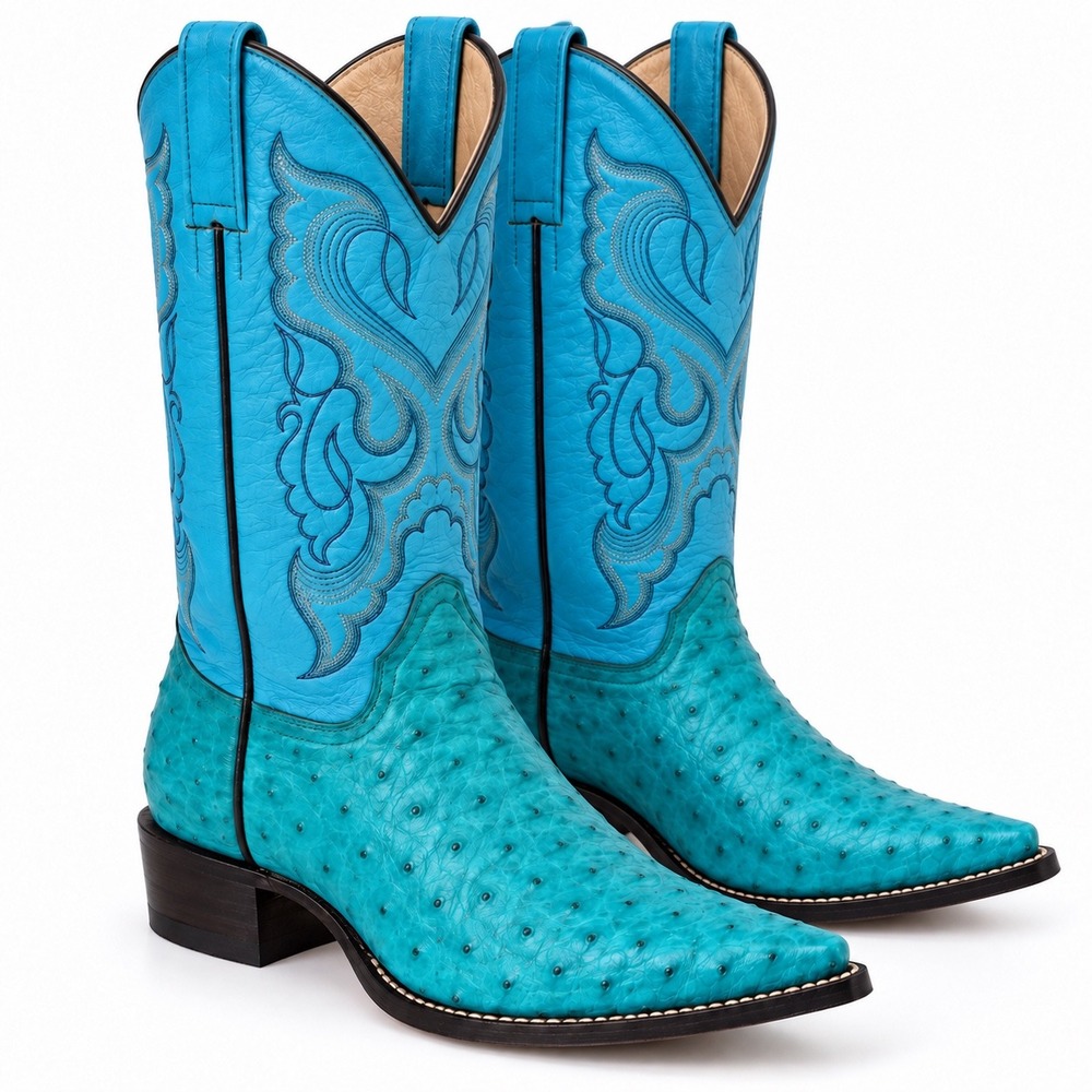 Turquoise Full Quill Ostrich Cowboy Boots Women's 6 Martin Pena Mexico Western